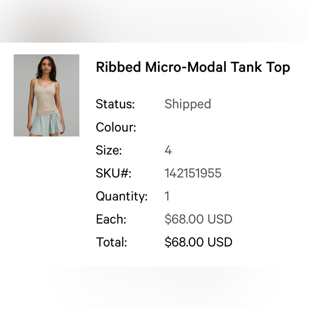 Lululemon Ribbed Micro-Modal Tank Top